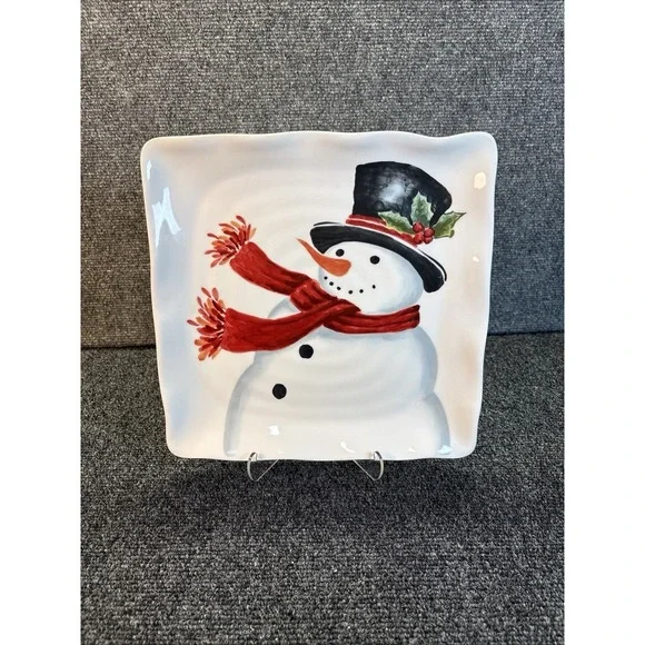 Maxcera~Toile Snowman Top‎ Hat Plate/Platter~11
