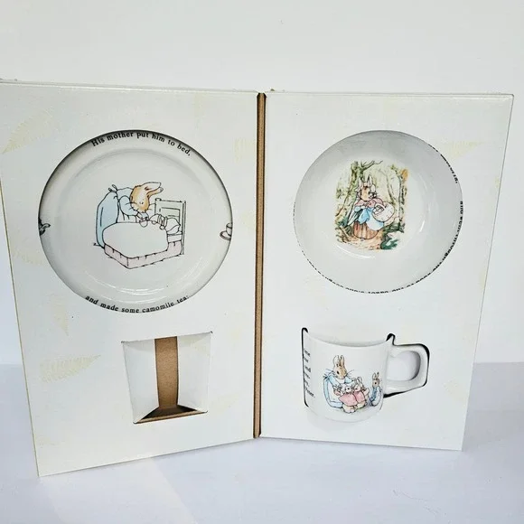 Wedgwood Peter‎ Rabbit 3 Piece Nursery Set Bone China Beatrix Potter Gift Baby