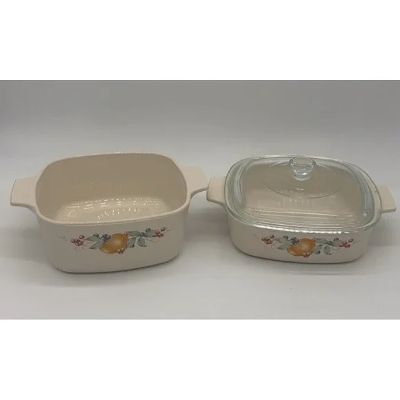 Casserole Dishes w/Lid Corning Ware Abundance Fruit‎ A-1.5-B 1.5 L and A-1-B 1 L