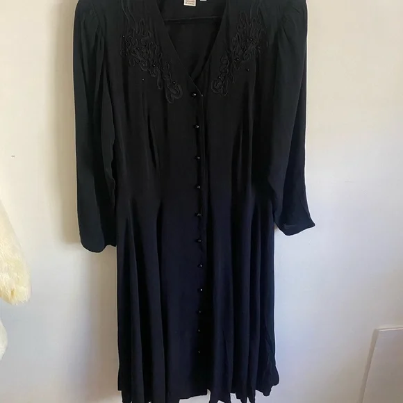 Karin Stevens Women's Plus Size Petite Long Sleeve‎ Black Dress Goth Whimsigoth