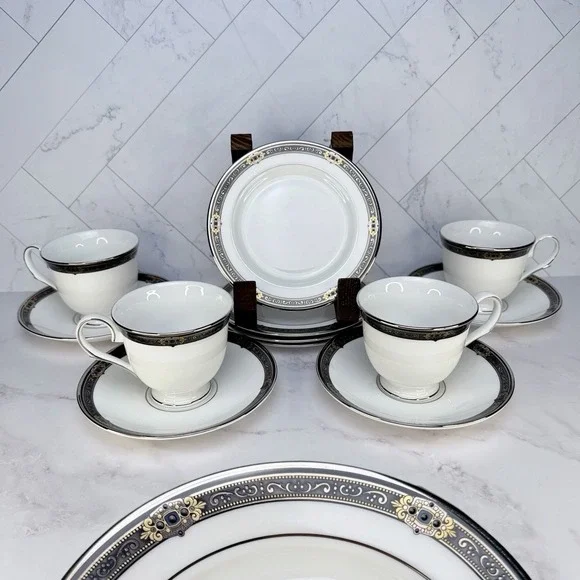 Lenox Vintage Jewel Tea Set - Cup, Saucer & Bread Plate - 12 Piece - Made In USA