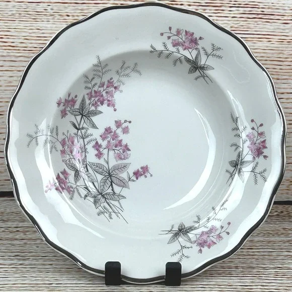 Favolina Karolina Jarolina Poland 3879‎ Soup Bowl Silver Scalloped Floral 1
