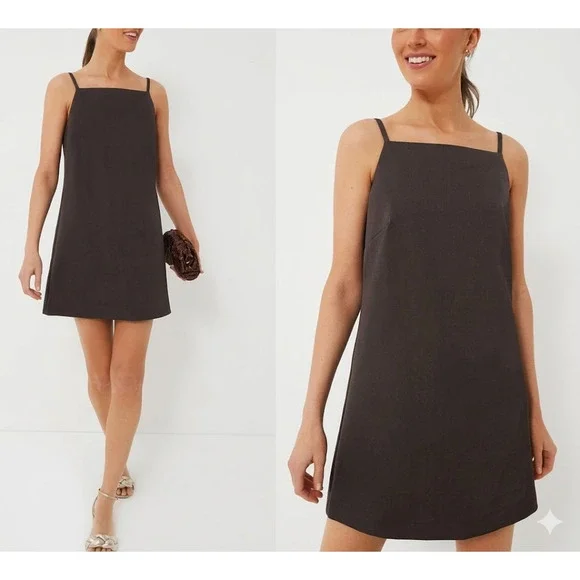 TUCKERNUCK Chocolate Satin Lara Mini Dress Size 6 NWT Retail $198 Tuckernuck