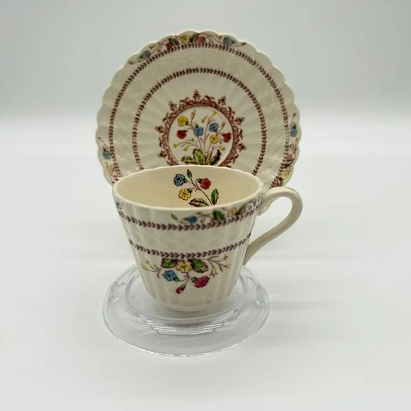 Copeland Spode Cowslip Teacup and Saucer Set S.713 Vintage Floral Earthenware