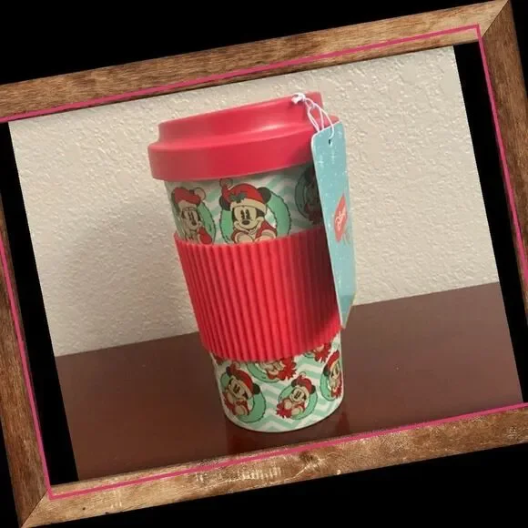 🎄🎄Disney Mickey Mouse Minnie Mouse Christmas 16 oz Tumbler Travel Mug with Lid