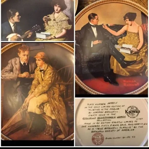 3 Norman Rockwell Plates Rediscovered Woman decorative home decor hanging china