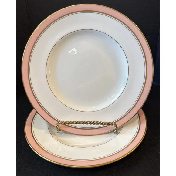 Royal Worcester Howard Pink Gold Trim Salad Plate Plates 8 Inch Set Of 2 England
