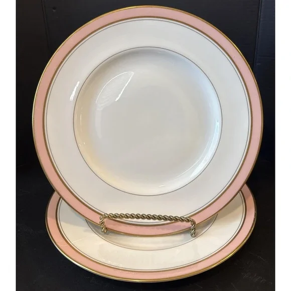 Royal Worcester Howard Pink Gold Trim Luncheon Plate Plates 9