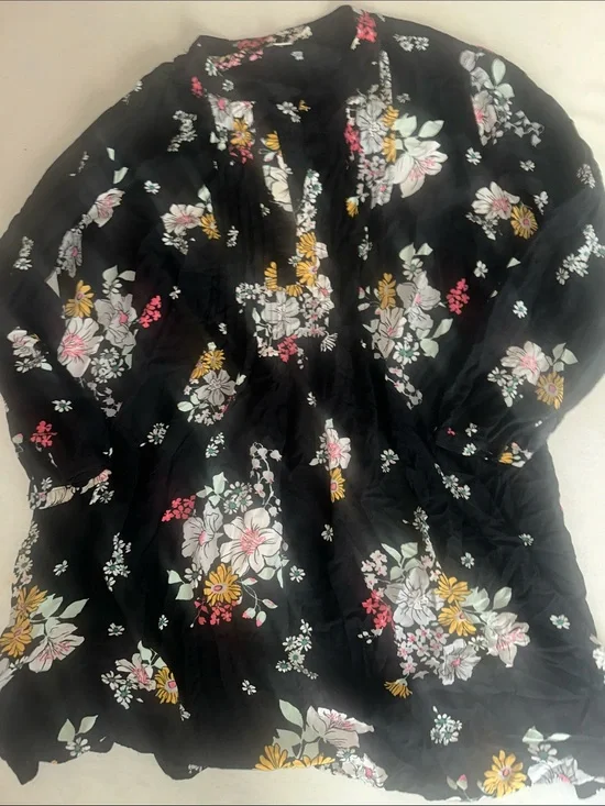 Womens Size XXL Old Navy Black Floral Boho Tunic Dress