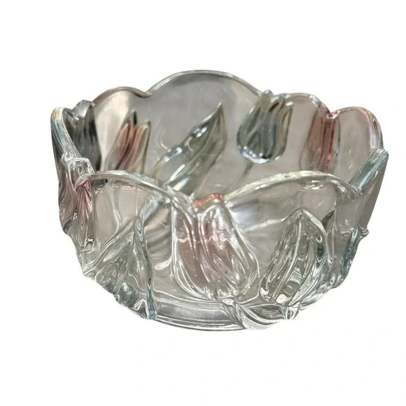 Mikasa Crystal Tivoli Tulips Frosted Crystal Glass Candy Side Bowl