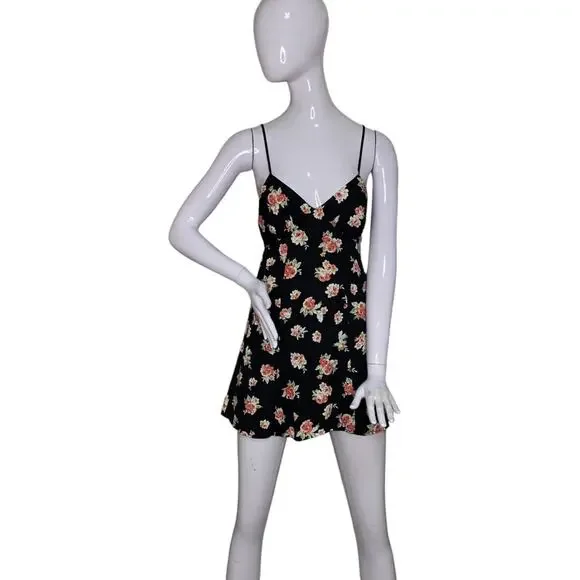 Forever 21 NWT Dress Floral Print Sleeveless Black Red Green Size S
