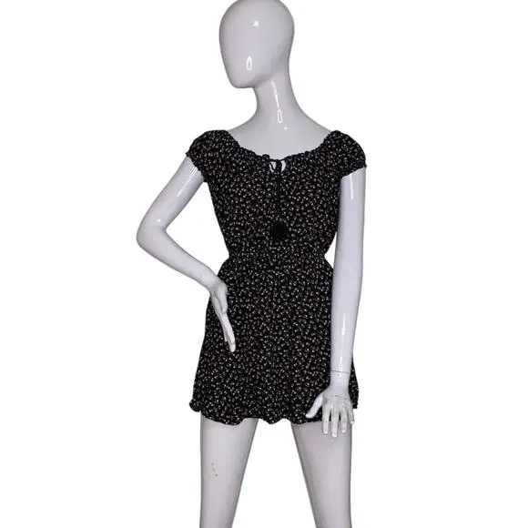 Forever 21 Mini Dress Short Sleeve Black Multicolor Floral Print Size S