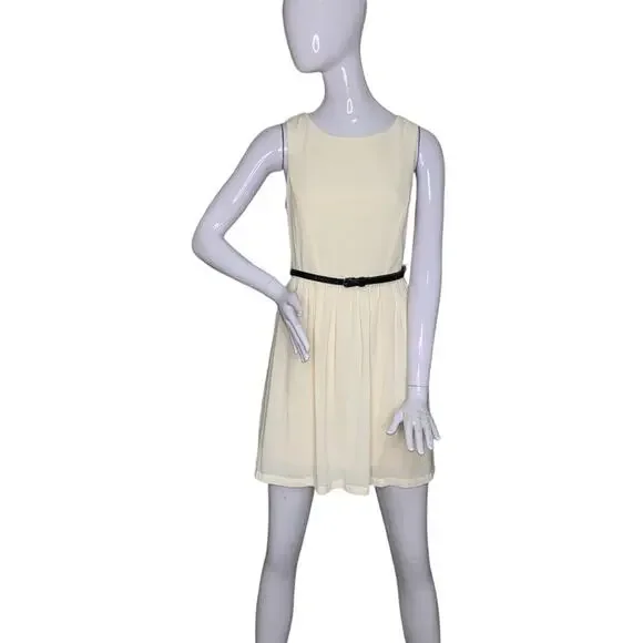 Forever 21 NWT Sheer Dress Sleeveless Cream Hidden Zipper on Back Size S