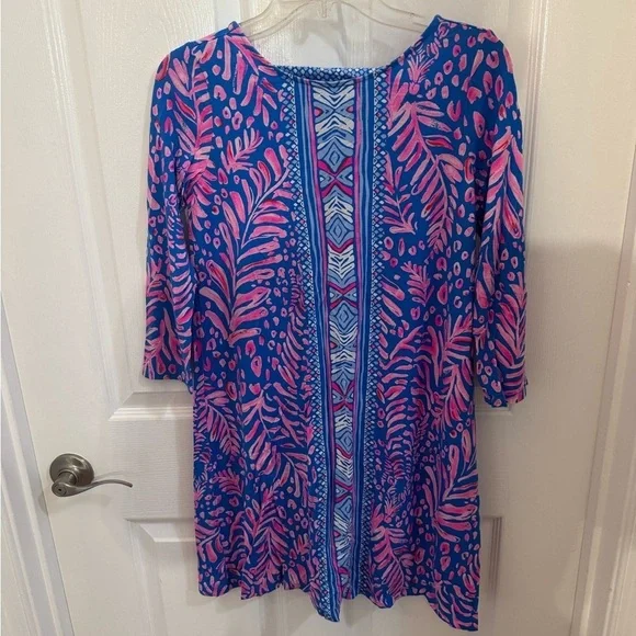 Lilly Pulitzer Blue and Pink Patterned Dress Nautical Tropical Boating