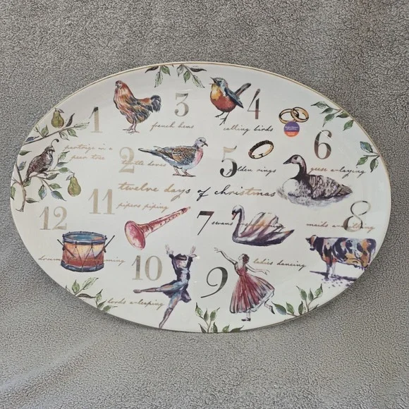 Better Homes & Gardens 12 Days Of Christmas Oval Serving Platter 19x14