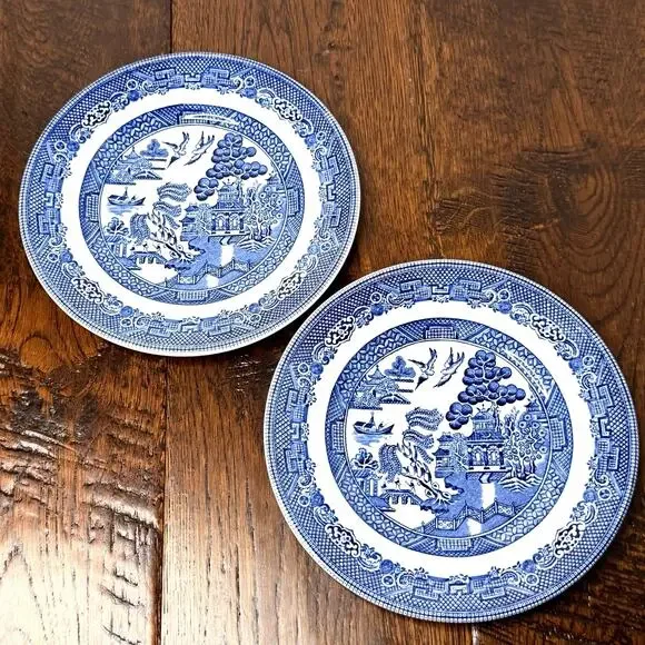 Vintage Johnson Brothers Willow Bread Plates Set of 2 | Blue Willow Transferware