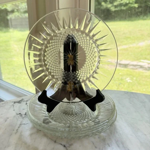 Vintage Cristal D'Arques-Durand Diamant Clear Glass Salad Plates 7