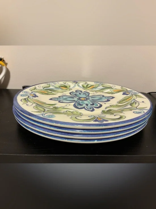 Decorative Blue Floral melamine Dinner Plate - Set of 4