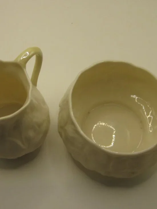 Belleek Lotus Cream & Sugar Bone China