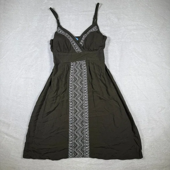 APT 9 Olive Green Embroidered‎ Empire Waist Sundress XS