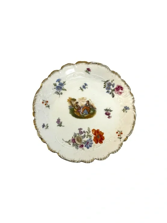 Antique Hutschenreuther Hohenberg Germany Flowers Courting Couple 7