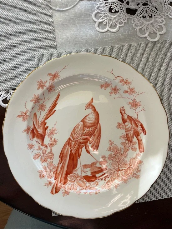 Royal Crown Derby Cream Plate with Bird and Floral Design