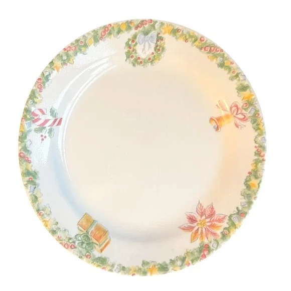 Corelle by Corning Christmas Joy 7.25 Inch Salad Plate White Vitrelle USA 90s