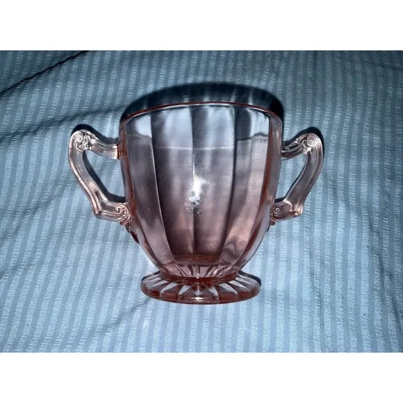 Vintage Pink Depression Glass Sugar Bowl Excellent Condition