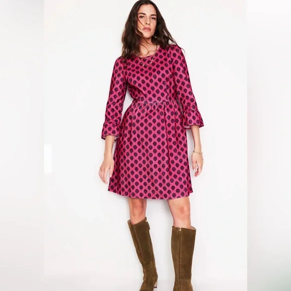Boden Ora Pink Corduroy Dress 4 Long