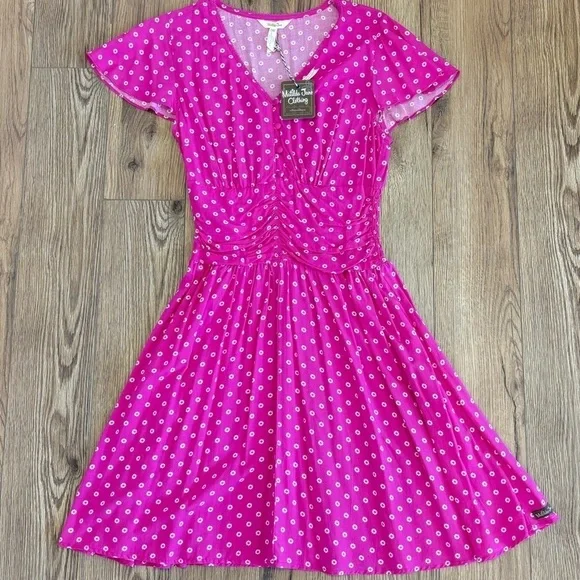 Matilda Jane Fuchsia Pink Polka Dot Fit-and-Flare Dress