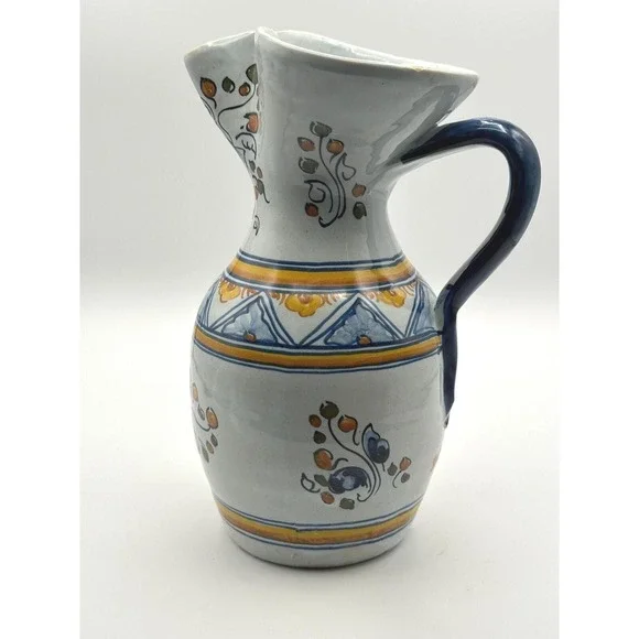 Vintage Hand-Painted Mexican Talavera Pottery Pitcher