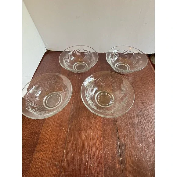 Anchor Hocking Fairfield Clear Glass Bowls Set  4 Heat Resistant 6 Inch Vintage
