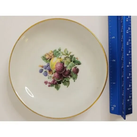 Vintage Naaman Israel‎ Porcelain Plate Gold Trim With Fruit