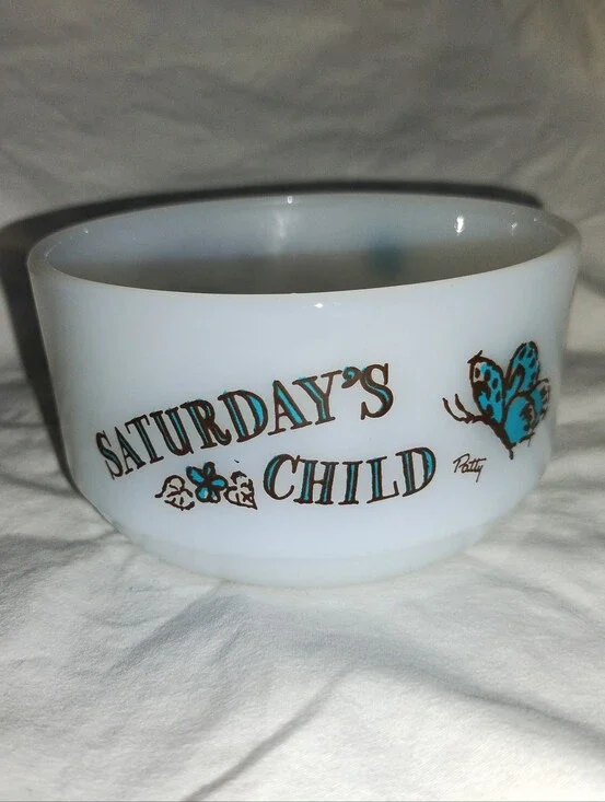 Vintage Fire King Saturdays Child Milk Glass Cottage Cheese Bowl Snack