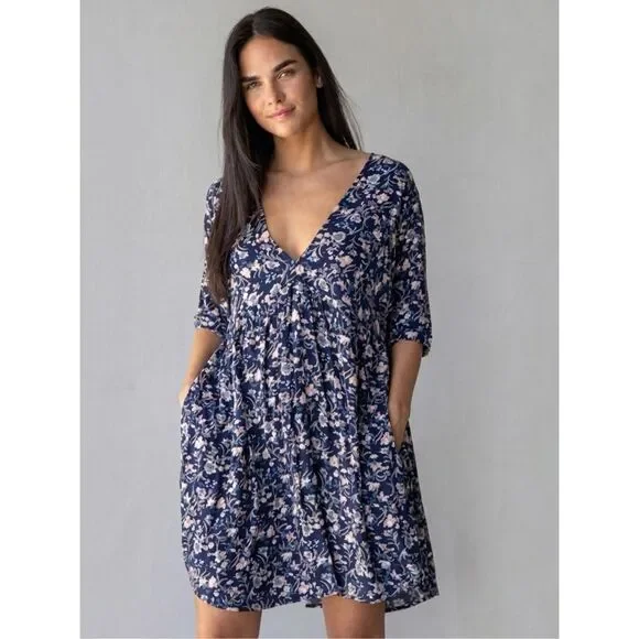 Natural Life Coastal Cowgirl Floral Boho Babydoll Mini Dress Fairycore XS/S NWOT