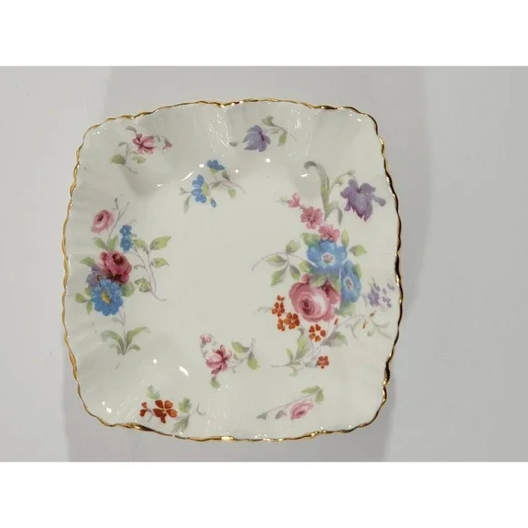 Hammersley Bone China Floral Trinket Dish Gold Trim England 4.25