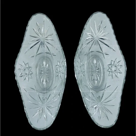 Anchor Hocking Prescot vintage “Star of David” glass Gondola Dishes set of two