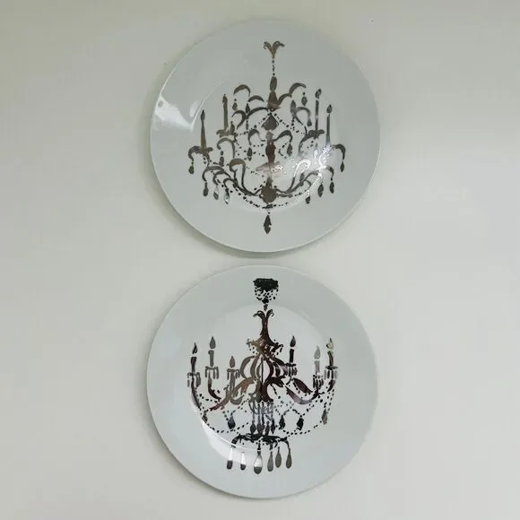 ROSANNA 2005 Belle Epoque White Platinum Chandelier Salad Plates, Set of 2