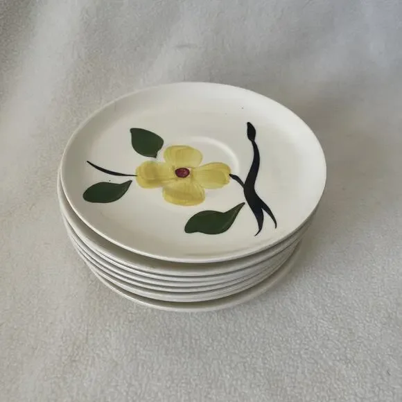 Earthenware Flowers Pattern Bowls Saucers X8
