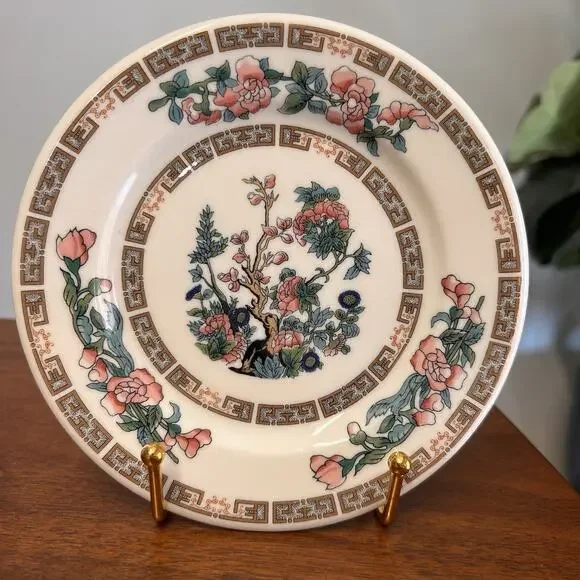 1961 Syracuse Restaurant Ware Indian Tree Pink Bread Butter Plate Commercial