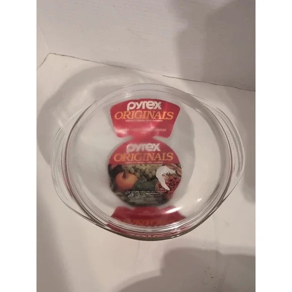 NWT Vintage Pyrex Round Casserole 024 w/Matching Lid 2 Quart Clear Glass Handles
