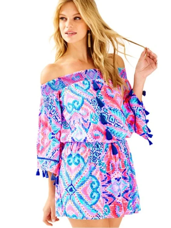 Lilly Pulitzer Joelle Mini Dress Tassels on Sleeves 25575