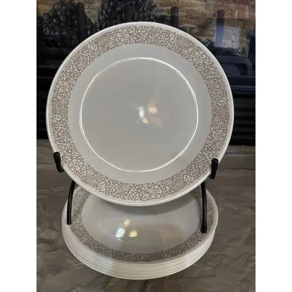 Corelle Woodland Brown Floral Dinner Plates Flowers 10 1/4” Set Of 4 Tropical‎