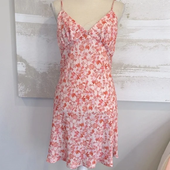 Orange Creamsicle Floral Spaghetti Strap dress