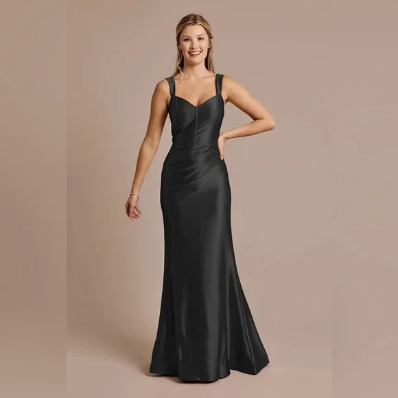 GALINA SIGNATURE Sculpting Black‎ Satin Tank Dress STYLE# GS290220 NWT Size 8