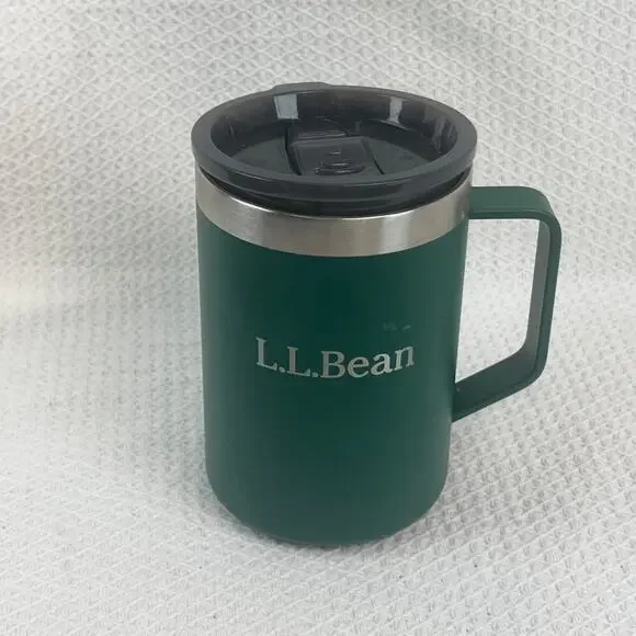 L.L.Bean Insulated Stainless Steel Travel Coffee Mug Green 18 oz With Lid