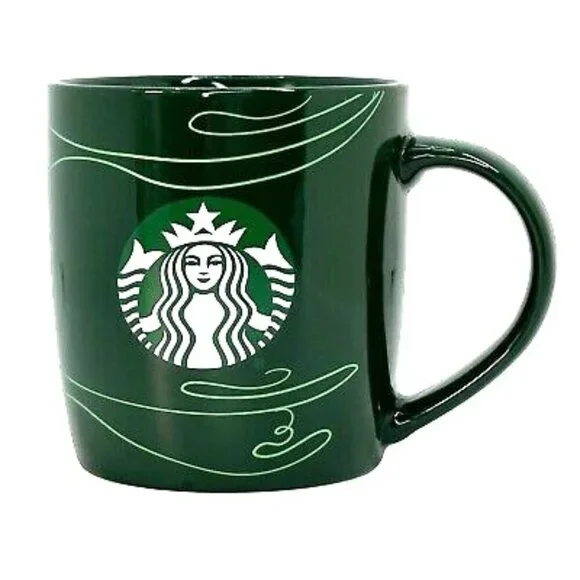 Starbucks 2020 Mermaid Siren‎ Logo Swirl Design Dark Green Mug 12oz