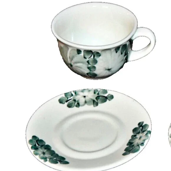Polish Cup & Saucer Hand Painted Makers Stamp Poland Made