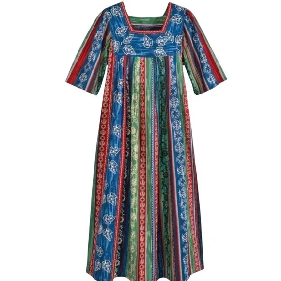 Vermont Country Store Falling Leaves Muumuu Cotton Dress Cottagecore Med Large