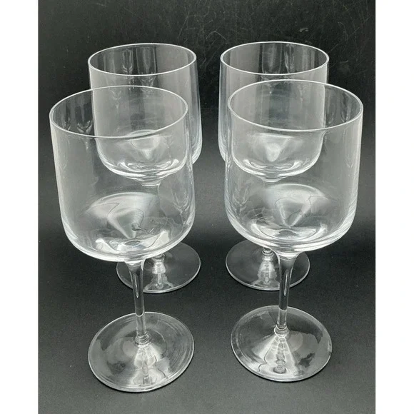 Vintage Bryce Brothers Hand-Blown Crystal White Wine Glasses Pre 1949 Mark Set 4